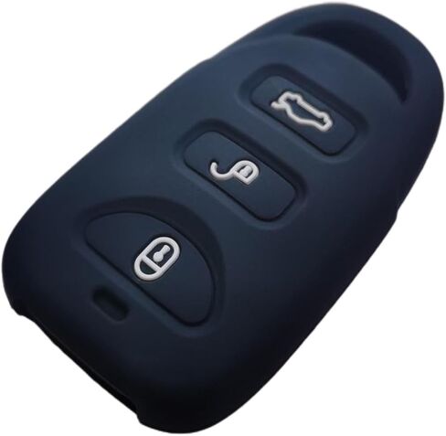 Silicone Key Fob Cover Remote Keyless Case Protector Compatible with Hyundai Accent Elantra Genesis Sonata Kia Forte Optima Rondo Sorento Spectra 2006-2019 (4 Buttons Black & Purple) in Saudi Arabia