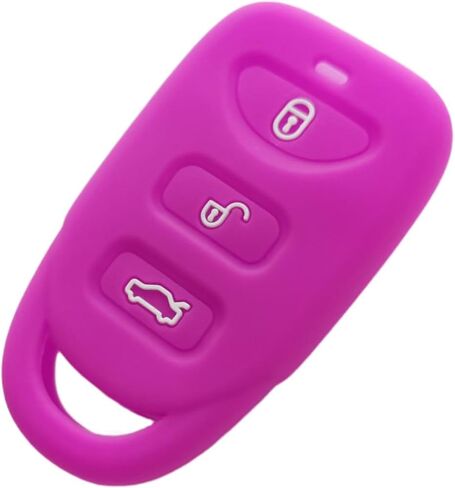 Silicone Key Fob Cover Remote Keyless Case Protector Compatible with Hyundai Accent Elantra Genesis Sonata Kia Forte Optima Rondo Sorento Spectra 2006-2019 (4 Buttons Black & Purple) in Saudi Arabia
