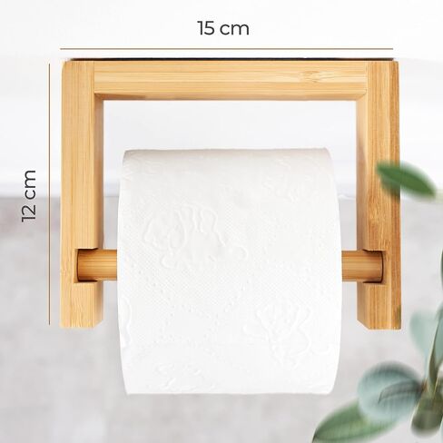 HENNEZ Bamboo Toilet Paper Holder Wall Mount - FSC Certified Wooden Toilet Paper Holder - Adhesive Bathroom Tissue Holder - Wood Toilet Paper Roll Holder Tissue Holder for Bathroom Toilet Paper Holder in Saudi Arabia