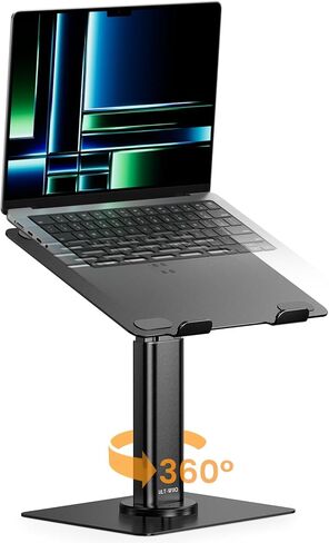 ULT-WIIQ Telescopic Laptop Stand for Desk Adjustable Height and Angle Swivel Laptop Stand with 360 Rotating Base Ergonomic Aluminum Laptop Stand Riser for 11-17.3 inch Laptop Grey in Saudi Arabia