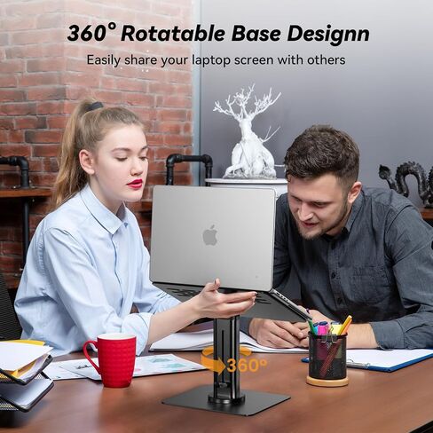ULT-WIIQ Telescopic Laptop Stand for Desk Adjustable Height and Angle Swivel Laptop Stand with 360 Rotating Base Ergonomic Aluminum Laptop Stand Riser for 11-17.3 inch Laptop Grey in Saudi Arabia