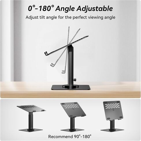 ULT-WIIQ Telescopic Laptop Stand for Desk Adjustable Height and Angle Swivel Laptop Stand with 360 Rotating Base Ergonomic Aluminum Laptop Stand Riser for 11-17.3 inch Laptop Grey in Saudi Arabia