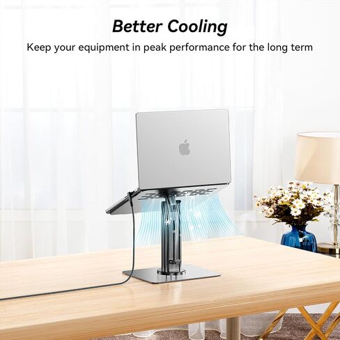 ULT-WIIQ Telescopic Laptop Stand for Desk Adjustable Height and Angle Swivel Laptop Stand with 360 Rotating Base Ergonomic Aluminum Laptop Stand Riser for 11-17.3 inch Laptop Grey in Saudi Arabia