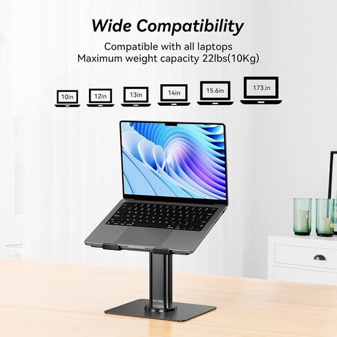 ULT-WIIQ Telescopic Laptop Stand for Desk Adjustable Height and Angle Swivel Laptop Stand with 360 Rotating Base Ergonomic Aluminum Laptop Stand Riser for 11-17.3 inch Laptop Grey in Saudi Arabia