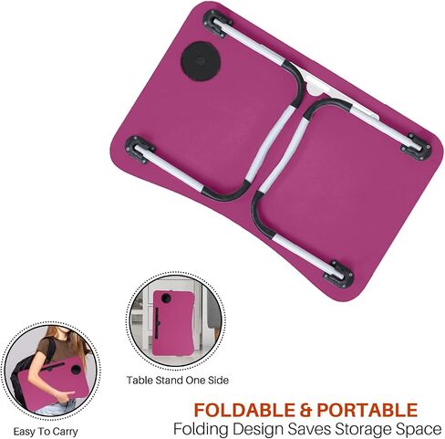 SATTVA Portable Bed Desk for Laptop and Writing - Fits Upto 17" Laptop Bed Table for Eating with Foldable Metal Legs, Tablet & Cup Holder, Laptop Tray for Couch and Bed, Waterproof, Clutch Wood in Saudi Arabia