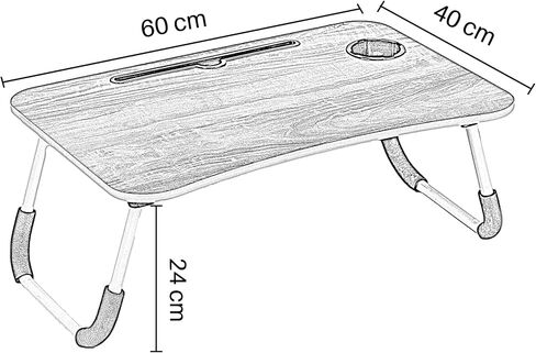 SATTVA Portable Bed Desk for Laptop and Writing - Fits Upto 17" Laptop Bed Table for Eating with Foldable Metal Legs, Tablet & Cup Holder, Laptop Tray for Couch and Bed, Waterproof, Clutch Wood in Saudi Arabia