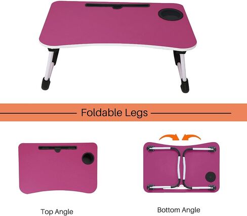 SATTVA Portable Bed Desk for Laptop and Writing - Fits Upto 17" Laptop Bed Table for Eating with Foldable Metal Legs, Tablet & Cup Holder, Laptop Tray for Couch and Bed, Waterproof, Clutch Wood in Saudi Arabia