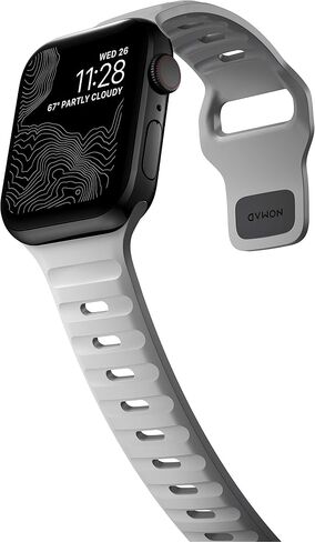 سوار نوماد الرياضي - 45 ملم | سوار ساعة Apple باللون الرمادي القمري Ultra 2، مصمم ليمنح ساعة Apple الخاصة بك مظهرًا عصريًا ورياضيًا للتمرينات المكثفة والارتداء اليومي، متوافق مع Ultra & Ultra 2، السلسلة 9، 8، 7، 6، SE، وجميع الإصدارات السابقة in Kuwait