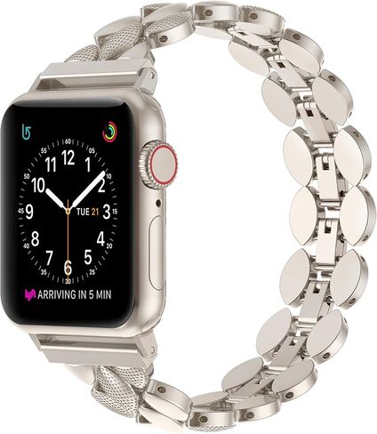 Moolia Compatible with Apple Watch Band 38mm 40mm 41mm Metal Fashion Women Replacement Strap Bracelet for iWatch Series 9/8/7/6/5/4/3/2/1 Black in Saudi Arabia