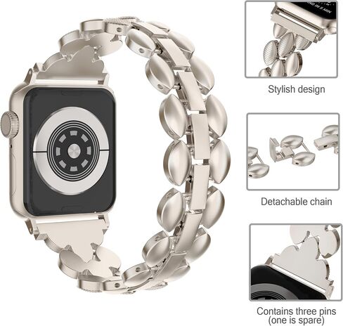 Moolia Compatible with Apple Watch Band 38mm 40mm 41mm Metal Fashion Women Replacement Strap Bracelet for iWatch Series 9/8/7/6/5/4/3/2/1 Black in Saudi Arabia