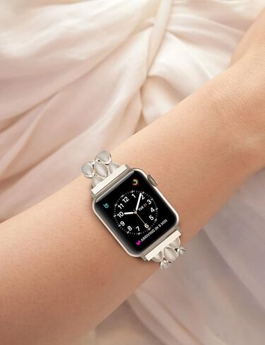 Moolia Compatible with Apple Watch Band 38mm 40mm 41mm Metal Fashion Women Replacement Strap Bracelet for iWatch Series 9/8/7/6/5/4/3/2/1 Black in Saudi Arabia