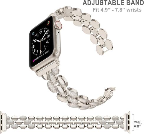 Moolia Compatible with Apple Watch Band 38mm 40mm 41mm Metal Fashion Women Replacement Strap Bracelet for iWatch Series 9/8/7/6/5/4/3/2/1 Black in Saudi Arabia