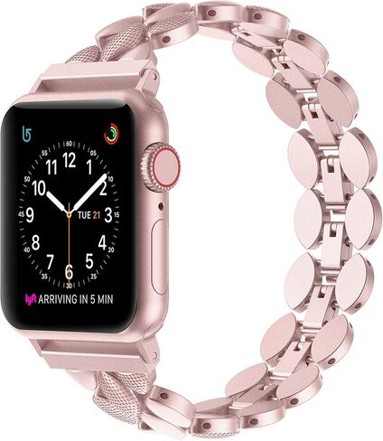 Moolia Compatible with Apple Watch Band 38mm 40mm 41mm Metal Fashion Women Replacement Strap Bracelet for iWatch Series 9/8/7/6/5/4/3/2/1 Black in Saudi Arabia