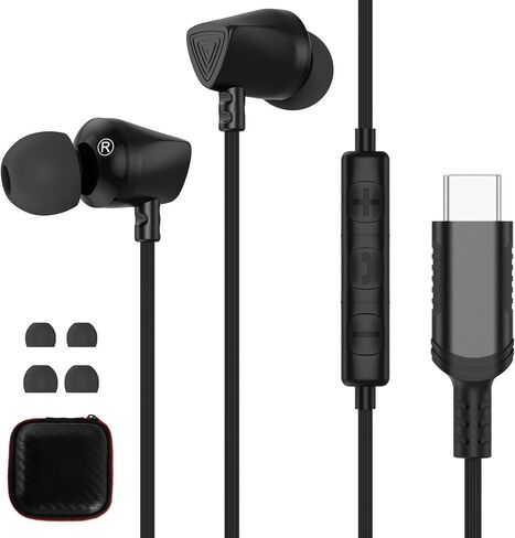 USB C Headphones for Samsung S24 Ultra S23 Fe Tab S9, Type C Earphone with Microphone HiFi Stereo Magnetic Case Wired Earbuds for iPhone 15 Pro Max Plus Galaxy S22 A35 A54 Flip Fold 5 Pixel 8 7 Pro in Saudi Arabia