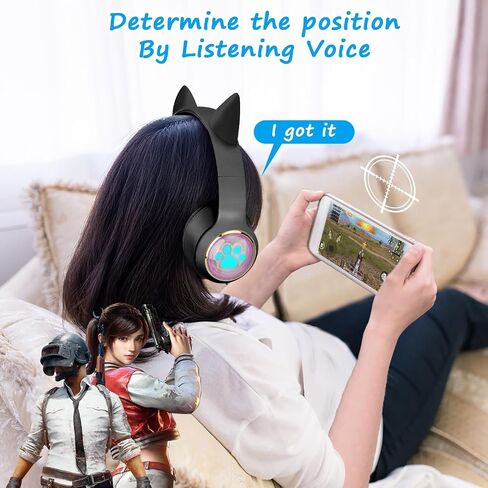 QearFun Cat Headphones for Girls Kids for School, Kids Bluetooth Headphones with Microphone & 3.5mm Jack, Teens Toddlers Wireless Headphones with Adjustable Headband for ipad/Tablet/PC-Black in Saudi Arabia