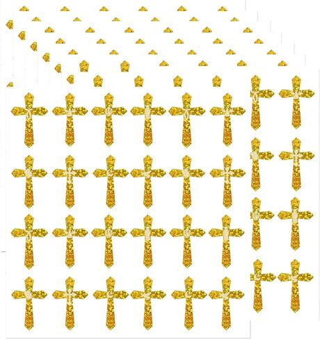 600 Pcs Kids Crosses Stickers Vinyl Art Decor Label Gold Jesus Christian Stickers Religious Cross Sticker Vinyl Art Decor for Church Classroom Party Favor Scrapbooking Calendars in Saudi Arabia