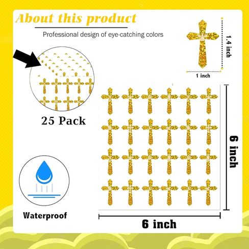 600 Pcs Kids Crosses Stickers Vinyl Art Decor Label Gold Jesus Christian Stickers Religious Cross Sticker Vinyl Art Decor for Church Classroom Party Favor Scrapbooking Calendars in Saudi Arabia