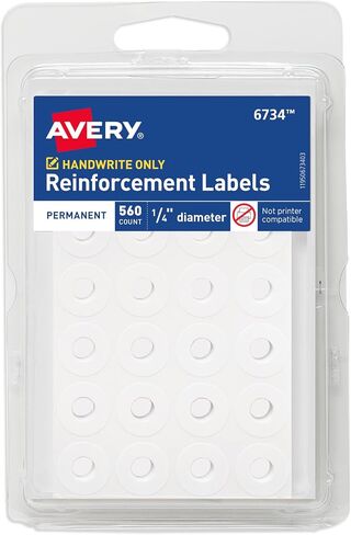 Avery 06734 Permanent Reinforcment labels 1/4-Inch Dia 560/PK White in Saudi Arabia