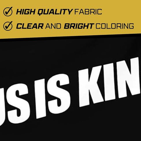 Gold Trident Jesus is King Flag Banner - إلهام المساحة الجمالية لصالة الألعاب الرياضية أو مسكنك - قم بتغذية تمرينك بالإيمان الملهم والثناء - ابقِ متحفزًا بفن التحفيز الرائع - 3 × 5 أقدام in Kuwait