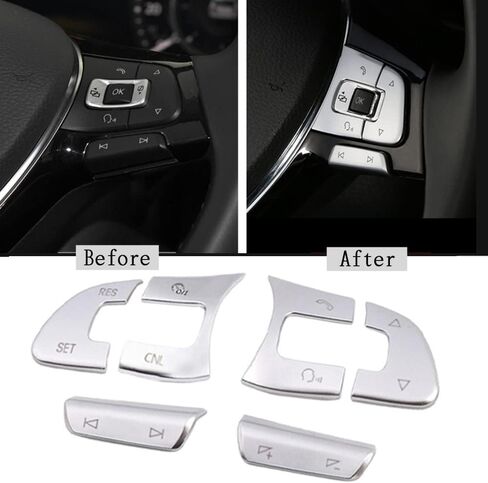 Compatible with VW Volkswagen Golf MK7 Passat B8 Tiguan Arteon Car Steering Wheel Acc Button Switch Volume Button Trim Cover Sticker (Button with CNL Letter) in Saudi Arabia