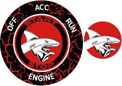 Car Push Start Button Cover for Dodge Challenger Charger Durango Chrysler Journey Ram Accessories 2015-2024, Engine Starter Ignition Protective Cover Badge-Unique Angry Shark Design-Ruby Red in Saudi Arabia