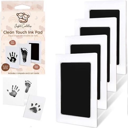 Clean Touch Hand and Footprint Kit - Ink Pad for Baby Hand and Footprints - Dog Paw Print Kit,Dog Nose Print Kit - Baby Footprint Kit, Includes Gift Box, 4 Inkpads and 8 Art Cards in Saudi Arabia