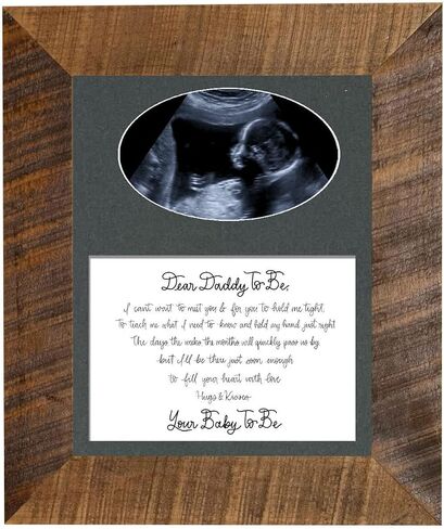 Daddy To Be Reclaimed Wood Picture Frame with Mat - 8x10 Wooden Baby Ultrasound Picture Frame – Dear Daddy To Be New Parent Sonogram Frame (Reclaimed Wooden Frame with Black Mat, Dear Daddy To Be) in Saudi Arabia