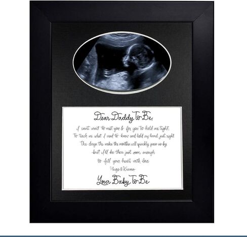 Daddy To Be Reclaimed Wood Picture Frame with Mat - 8x10 Wooden Baby Ultrasound Picture Frame – Dear Daddy To Be New Parent Sonogram Frame (Reclaimed Wooden Frame with Black Mat, Dear Daddy To Be) in Saudi Arabia