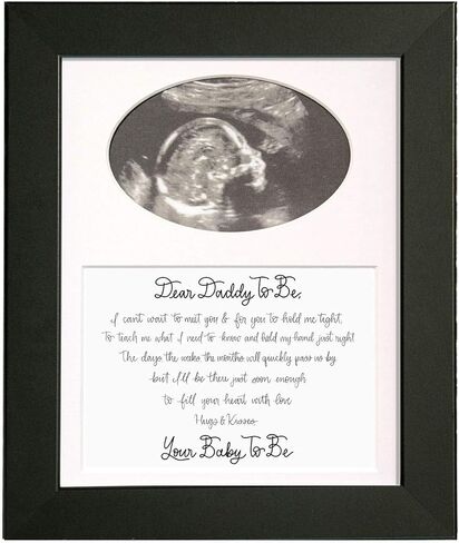 Daddy To Be Reclaimed Wood Picture Frame with Mat - 8x10 Wooden Baby Ultrasound Picture Frame – Dear Daddy To Be New Parent Sonogram Frame (Reclaimed Wooden Frame with Black Mat, Dear Daddy To Be) in Saudi Arabia
