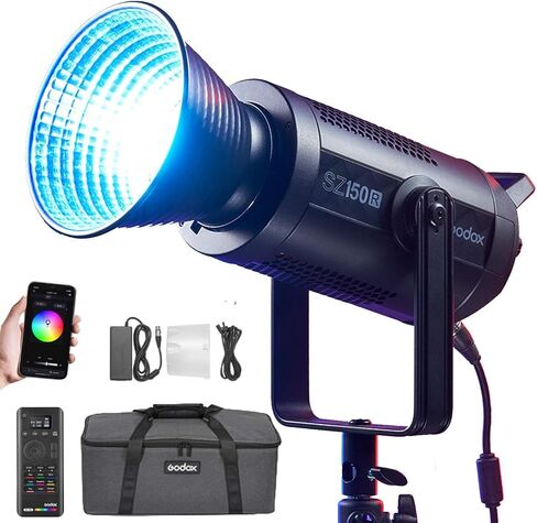 Godox SZ150R 150W RGB LED Video Light, Bicolor LED Light 2800K-6500K with Remote RC-R9 & 37FX Effects, CRI 97+ Bowens Mount LED Continuous Light, Silent Mode for Videorecording in Saudi Arabia