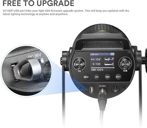 Godox SZ150R 150W RGB LED Video Light, Bicolor LED Light 2800K-6500K with Remote RC-R9 & 37FX Effects, CRI 97+ Bowens Mount LED Continuous Light, Silent Mode for Videorecording in Saudi Arabia