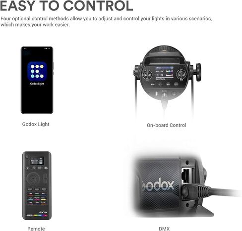 Godox SZ150R 150W RGB LED Video Light, Bicolor LED Light 2800K-6500K with Remote RC-R9 & 37FX Effects, CRI 97+ Bowens Mount LED Continuous Light, Silent Mode for Videorecording in Saudi Arabia