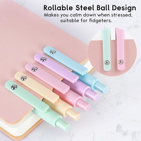 Retractable Gel Ink Pens, 5 Pcs Pastel Gel Pens Black Ink No Smear No Bleed 0.5 mm Pens Fine Point Smooth Writing Pens, Cute Aesthetic Pens with Comfort Grip for Journaling Note Taking in Saudi Arabia