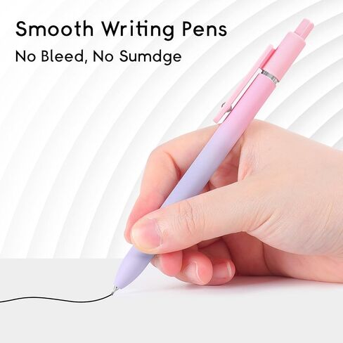 Retractable Gel Ink Pens, 5 Pcs Pastel Gel Pens Black Ink No Smear No Bleed 0.5 mm Pens Fine Point Smooth Writing Pens, Cute Aesthetic Pens with Comfort Grip for Journaling Note Taking in Saudi Arabia
