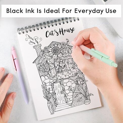 Retractable Gel Ink Pens, 5 Pcs Pastel Gel Pens Black Ink No Smear No Bleed 0.5 mm Pens Fine Point Smooth Writing Pens, Cute Aesthetic Pens with Comfort Grip for Journaling Note Taking in Saudi Arabia
