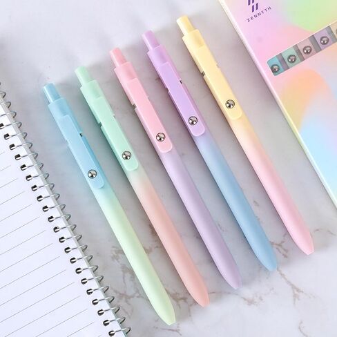 Retractable Gel Ink Pens, 5 Pcs Pastel Gel Pens Black Ink No Smear No Bleed 0.5 mm Pens Fine Point Smooth Writing Pens, Cute Aesthetic Pens with Comfort Grip for Journaling Note Taking in Saudi Arabia