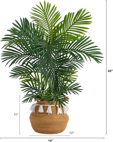 Nearly Natural 40in. Areca Artificial Palm Tree in Boho Chic Handmade Natural Cotton Woven Planter with Tassels UV Resistant (Indoor/Outdoor) in Saudi Arabia