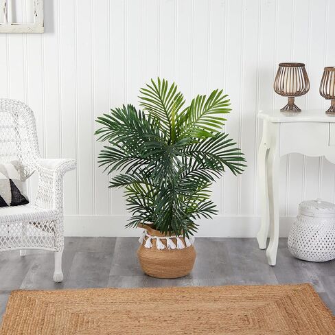 Nearly Natural 40in. Areca Artificial Palm Tree in Boho Chic Handmade Natural Cotton Woven Planter with Tassels UV Resistant (Indoor/Outdoor) in Saudi Arabia