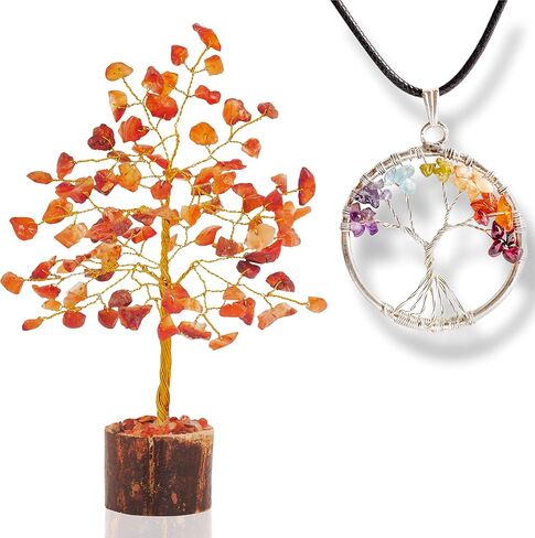 Carnelian Crystal Tree - Spiritual Trees - Crystal Tree for Positive Energy - Reiki Gifts - Mini Naturals Trees - Positive Energy Gifts for Women - Gemstone Tree Decor in Kuwait