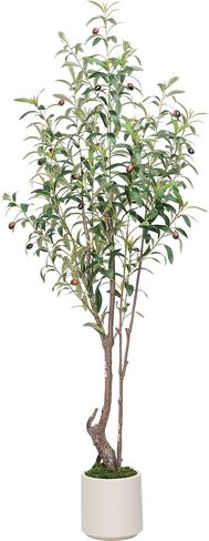TAMIAIA™ Premium Artificial Olive Tree 6FT - Faux Olive Tree Artificial Indoor for Home Decor, Tall Fake Plants Olive Tree with Lifelike Branches & Greener Leaves & Ripe Fruits (5FT) in Saudi Arabia