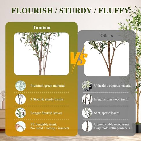 TAMIAIA™ Premium Artificial Olive Tree 6FT - Faux Olive Tree Artificial Indoor for Home Decor, Tall Fake Plants Olive Tree with Lifelike Branches & Greener Leaves & Ripe Fruits (5FT) in Saudi Arabia