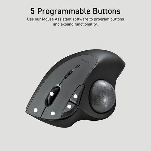 ELECOM Ergonomic Comfort Design Trackball IST Bluetooth 5.3, Smooth Tracking with Ruby Ball Bearing, 36mm Ball, Thumb Control, Compatible for Windows, PC, Mac, iPadOS, and Android Black (M-IT10BRBK) in Saudi Arabia