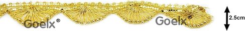 Pankh Border Original Handmade Moti Pearl Bead Embellished Lace for Dresses, Sarees, Suits, Blouses, Dupattas, Bags, Bed Covers, Art & Craft in Golden Colors Pack of 9 Mtrs/ 9.5 Yard in Saudi Arabia
