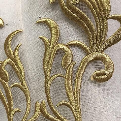 Gold Embroidered Lace Neckline Collar Warm Tones Floral Brown Leaf Applique Patches Scrapbooking Embossed Sewing (Style E) in Saudi Arabia