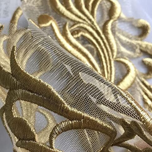 Gold Embroidered Lace Neckline Collar Warm Tones Floral Brown Leaf Applique Patches Scrapbooking Embossed Sewing (Style E) in Saudi Arabia