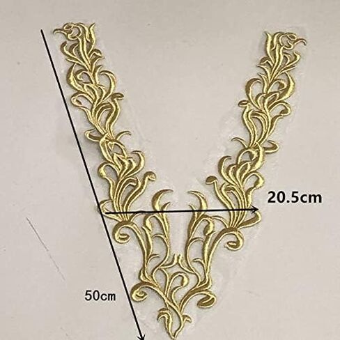 Gold Embroidered Lace Neckline Collar Warm Tones Floral Brown Leaf Applique Patches Scrapbooking Embossed Sewing (Style E) in Saudi Arabia
