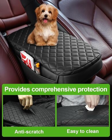 غطاء وحدة التحكم المركزية لسيارة Toyota 4Runner 2024 2010-2023 غطاء مسند الذراع الجيل الخامس 4Runner ملحقات أسود مع جيوب ترقية من جلد البولي يوريثان in Kuwait