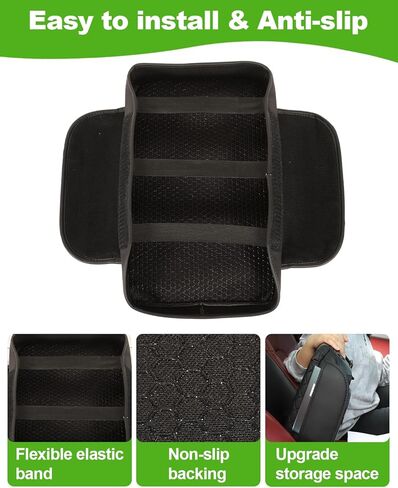 غطاء وحدة التحكم المركزية لسيارة Toyota 4Runner 2024 2010-2023 غطاء مسند الذراع الجيل الخامس 4Runner ملحقات أسود مع جيوب ترقية من جلد البولي يوريثان in Kuwait