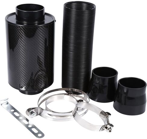 Intake Air Filter, Car Intake Induction Filter 3" Air Intake Carbon Fiber Box Cold Air Filter Feed Enclosed Intake Induction Pipe Hose Kit Air Intake Filter Induction Kit in Saudi Arabia