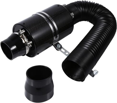 Intake Air Filter, Car Intake Induction Filter 3" Air Intake Carbon Fiber Box Cold Air Filter Feed Enclosed Intake Induction Pipe Hose Kit Air Intake Filter Induction Kit in Saudi Arabia